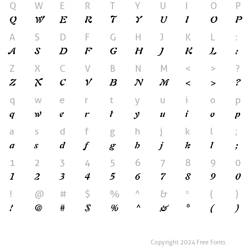 Character Map of Palette SSi Bold Italic