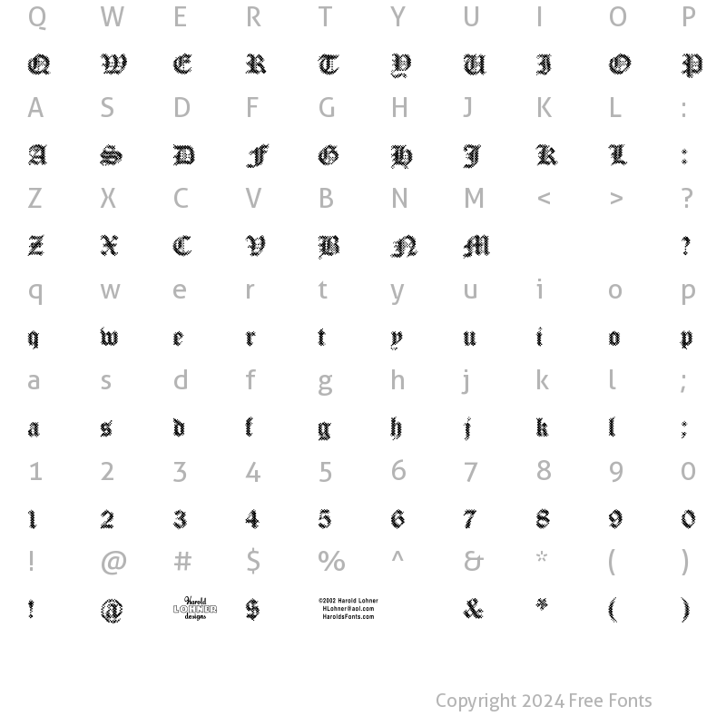 Character Map of PalimpsestDark Regular