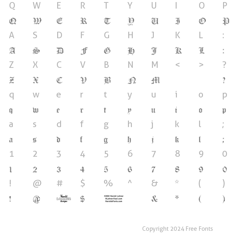 Character Map of PalimpsestLight Regular