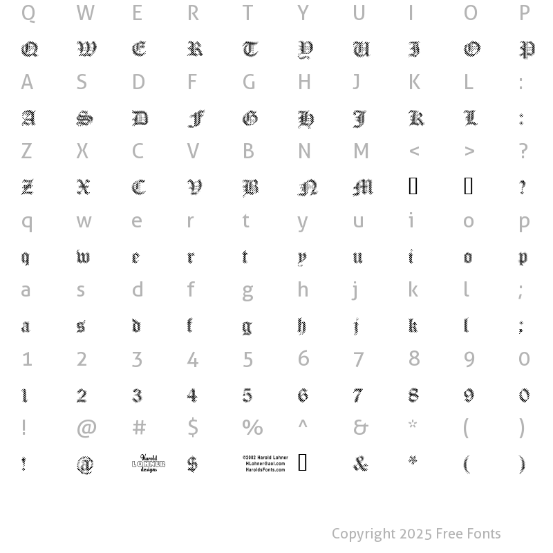 Character Map of PalimpsestRegular Regular