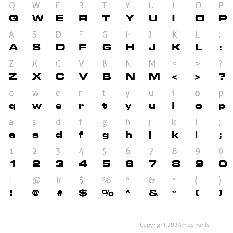 Character Map of Palindrome Expanded SSi Bold Expanded