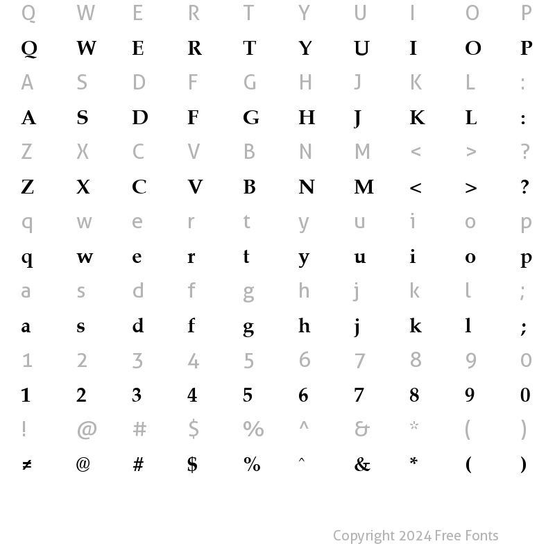 Character Map of Palisade Bold