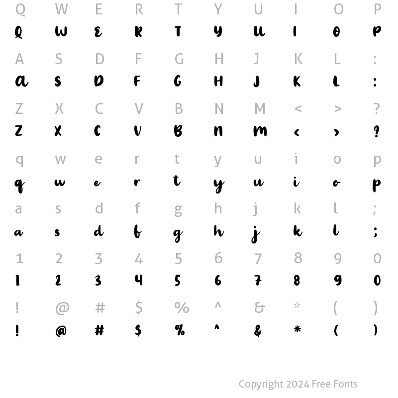 Character Map of Palmera Regular