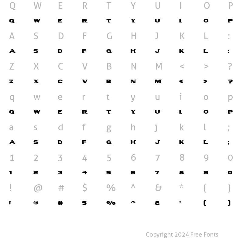 Character Map of PanAm Text Regular
