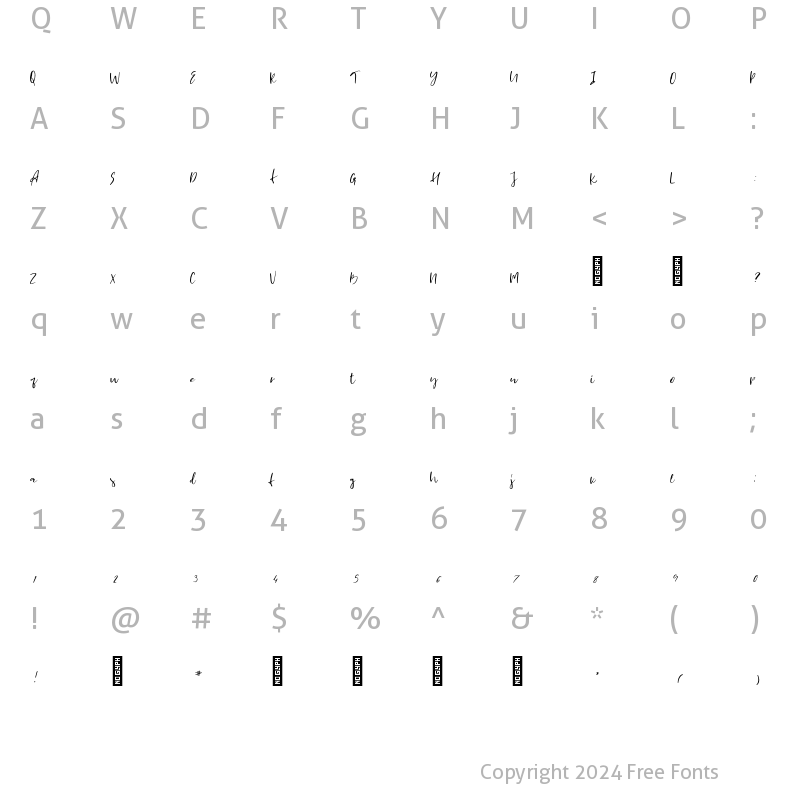 Character Map of Panamera Regular