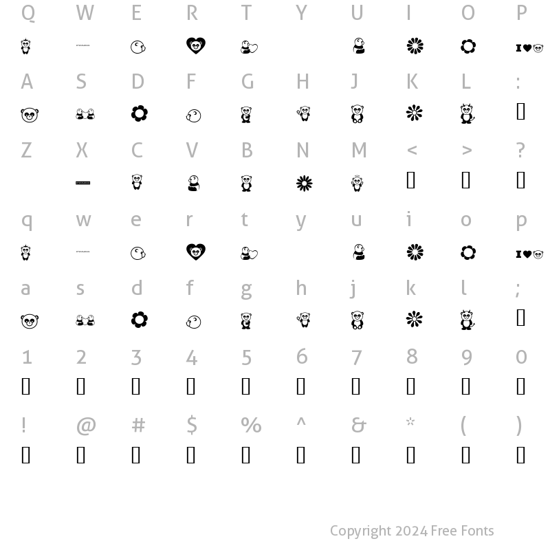 Character Map of Pandamonium BV Regular