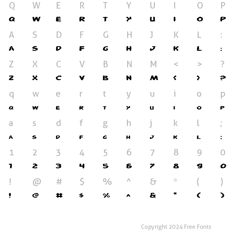 Character Map of Pandemonious Puffery Expanded Expanded