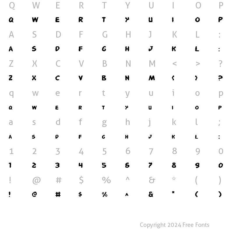 Character Map of Pandemonious Puffery Regular