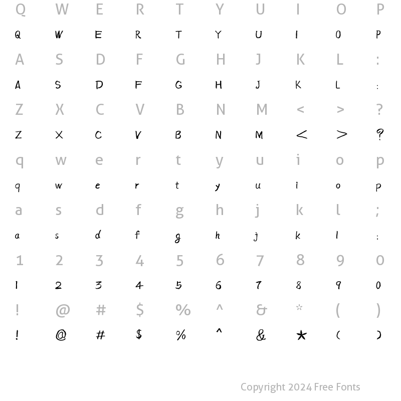 Character Map of PangZhenGui-PMZD Regular