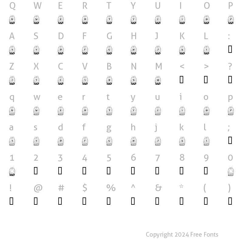 Character Map of Panier de Paques Regular