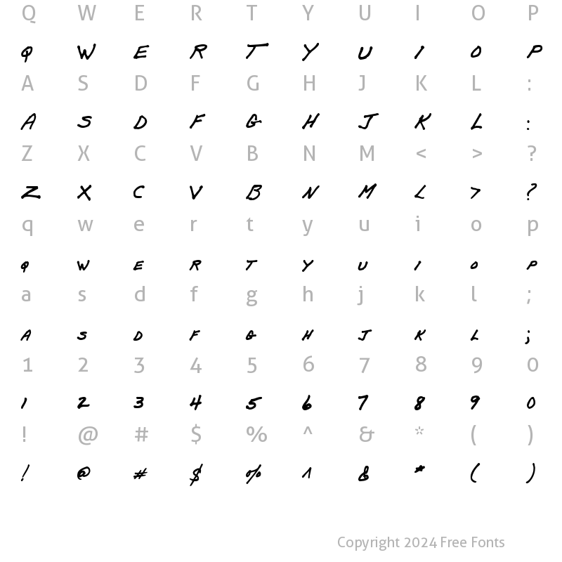 Character Map of PapaMano AOE Regular