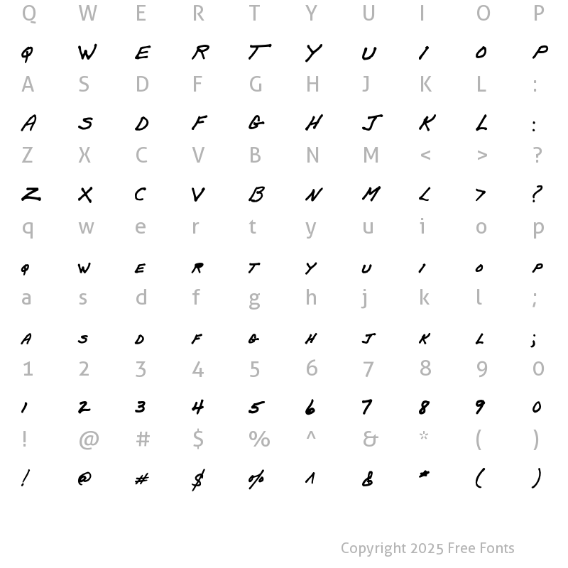 Character Map of PapaManoAOE Regular