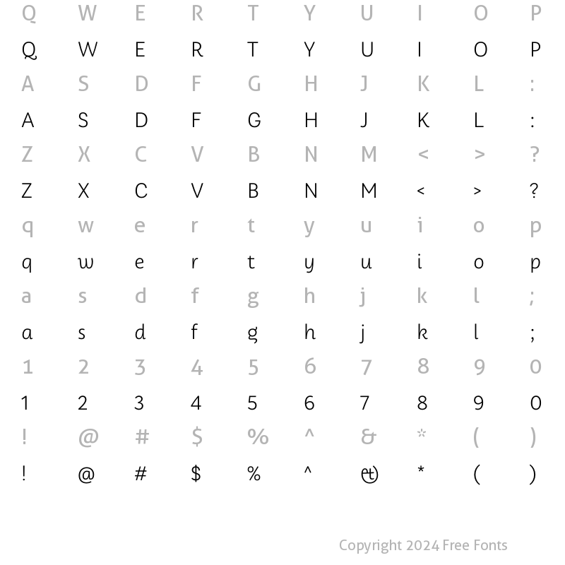 Character Map of Papelli Light