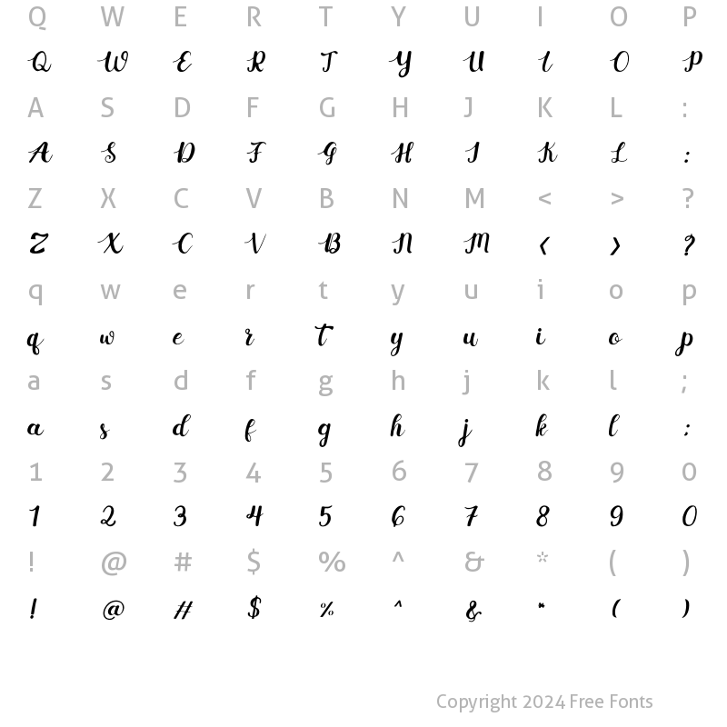 Character Map of Paper Trial Regular