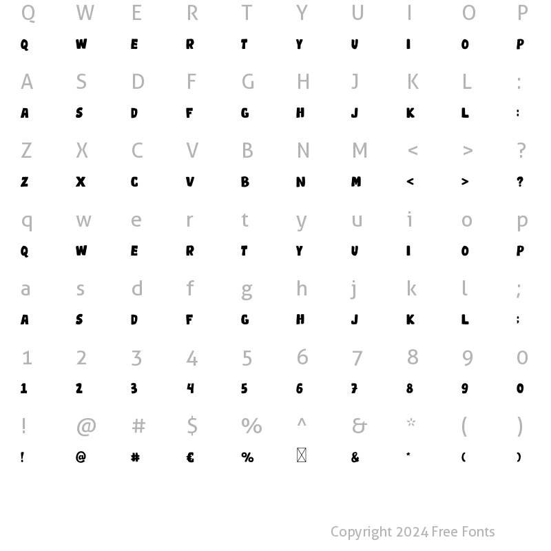 Character Map of Paper Works Regular