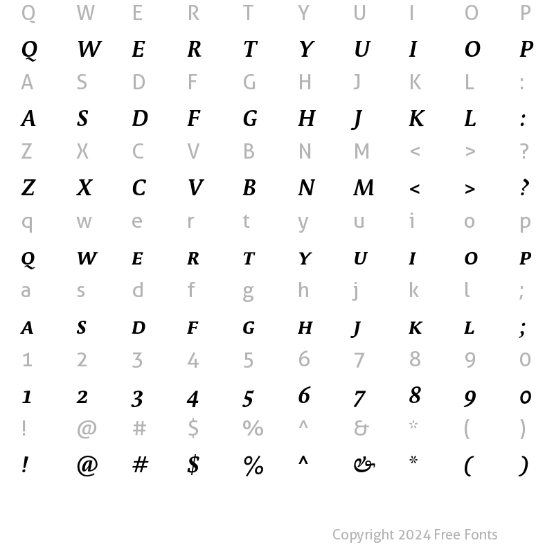 Character Map of Parable-BoldSCItalic Regular