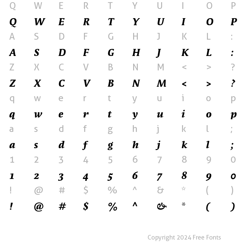 Character Map of Parable-ExtraBoldItalic Regular