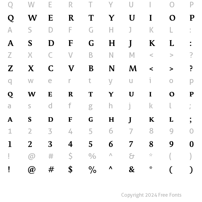 Character Map of ParableLF-BoldSC Regular