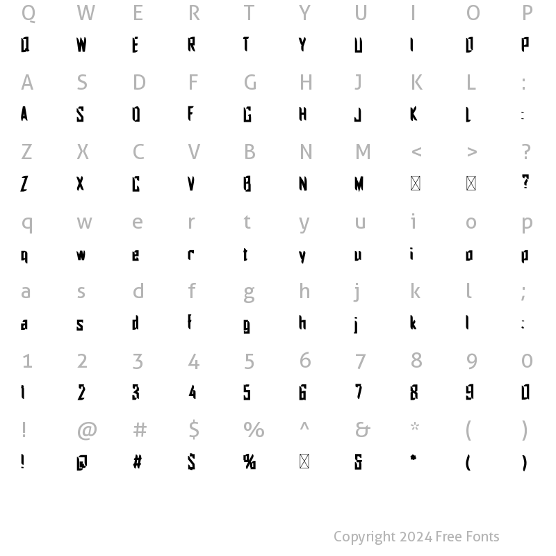 Character Map of Paradise 886 Regular