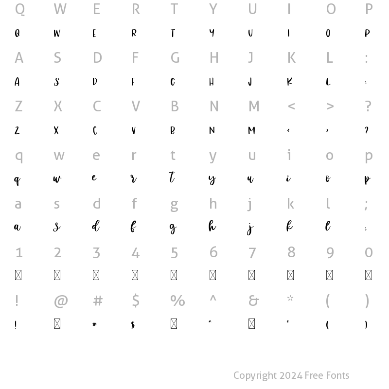 Character Map of Paradiso Regular