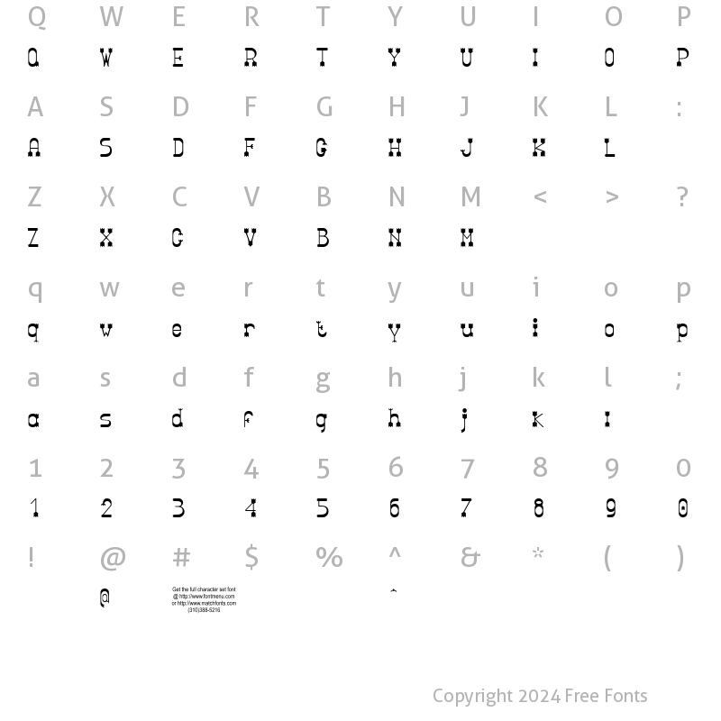 Character Map of Parador Tryout Regular