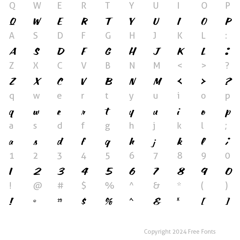 Character Map of ParagonScriptSSK Regular