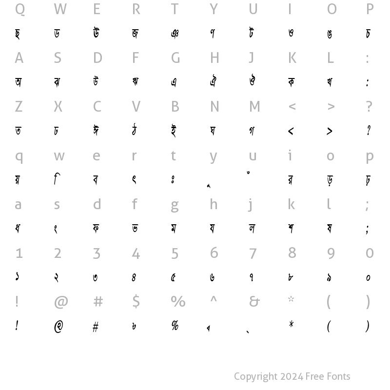 Character Map of ParashCMJ Italic