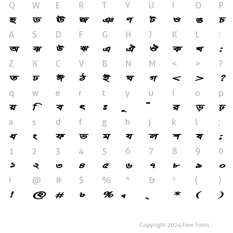 Character Map of ParashEMJ BoldItalic