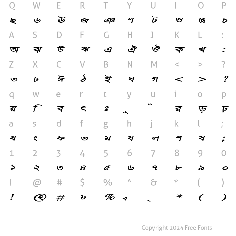 Character Map of ParashEMJ Italic