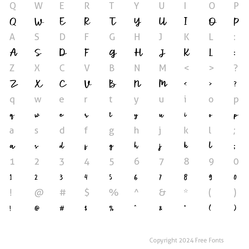 Character Map of Parcely Regular