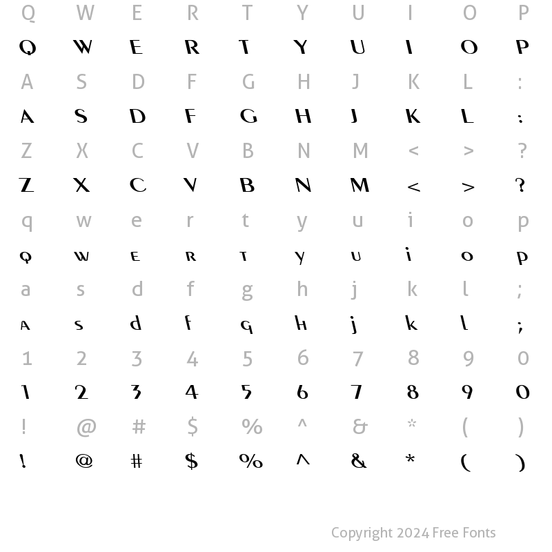 Character Map of Pare Wide Reverse Italic