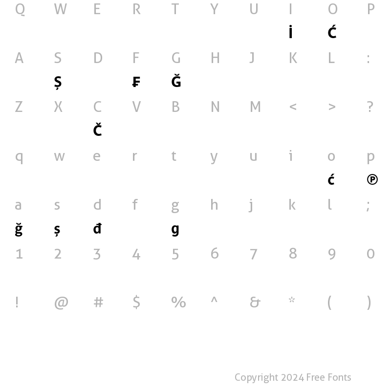 Character Map of Parisine Alternate Bold