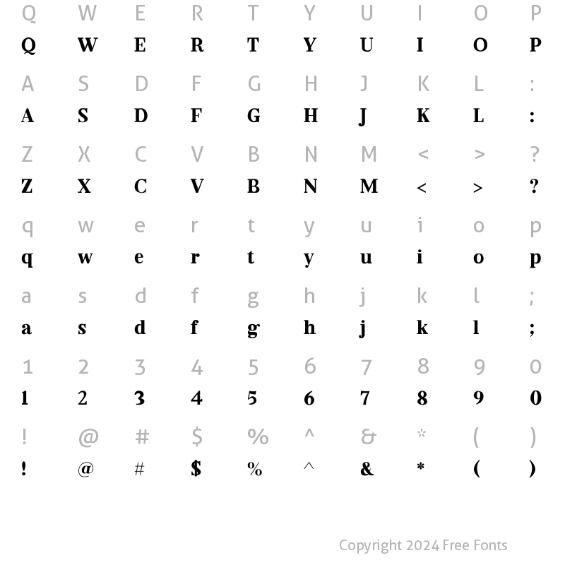 Character Map of Pariston Regular