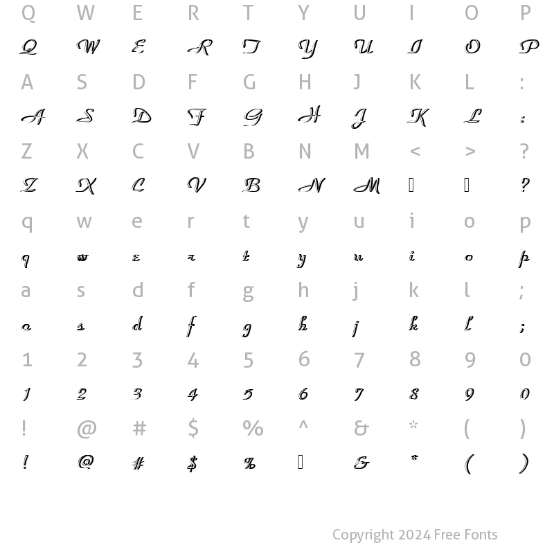 Character Map of ParkAveDRe1 Regular