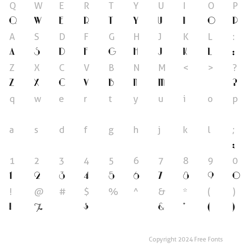 Character Map of ParkLane Regular