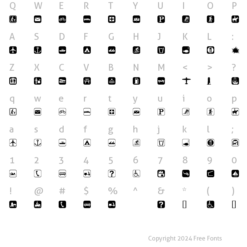 Character Map of Parksymbol Regular