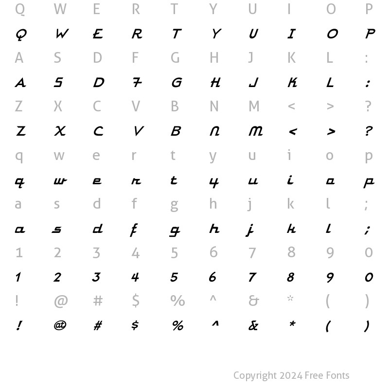 Character Map of Parkway Hotel Regular