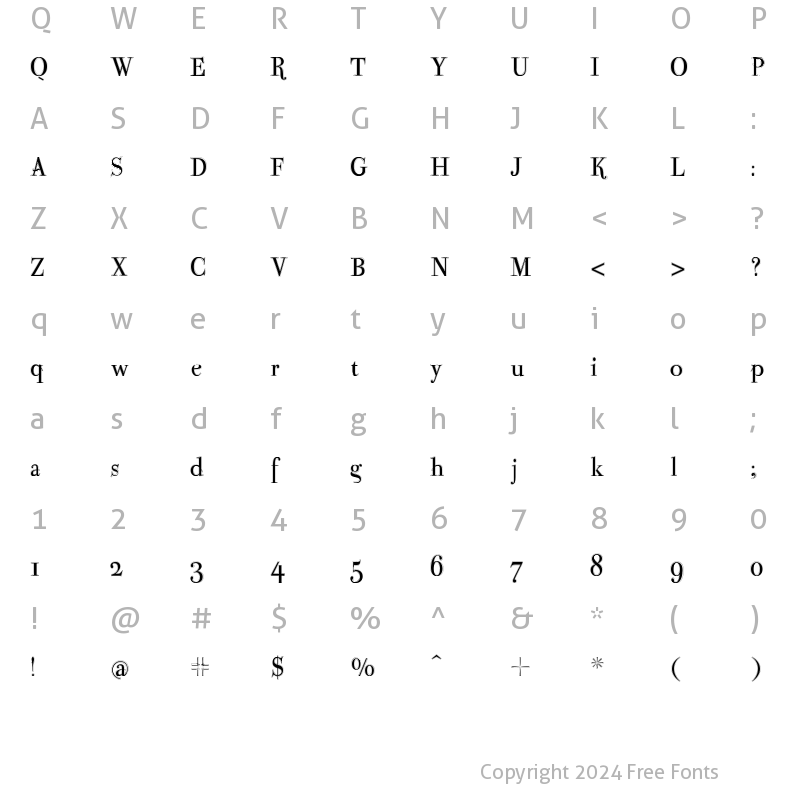 Character Map of ParmaPetitOutline Regular