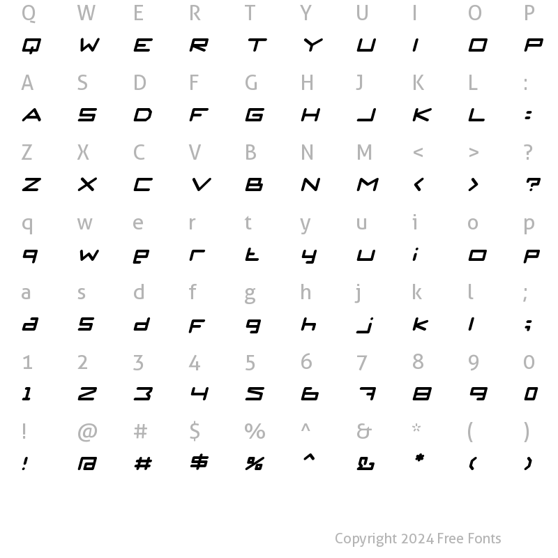 Character Map of PAROSHCA oblique