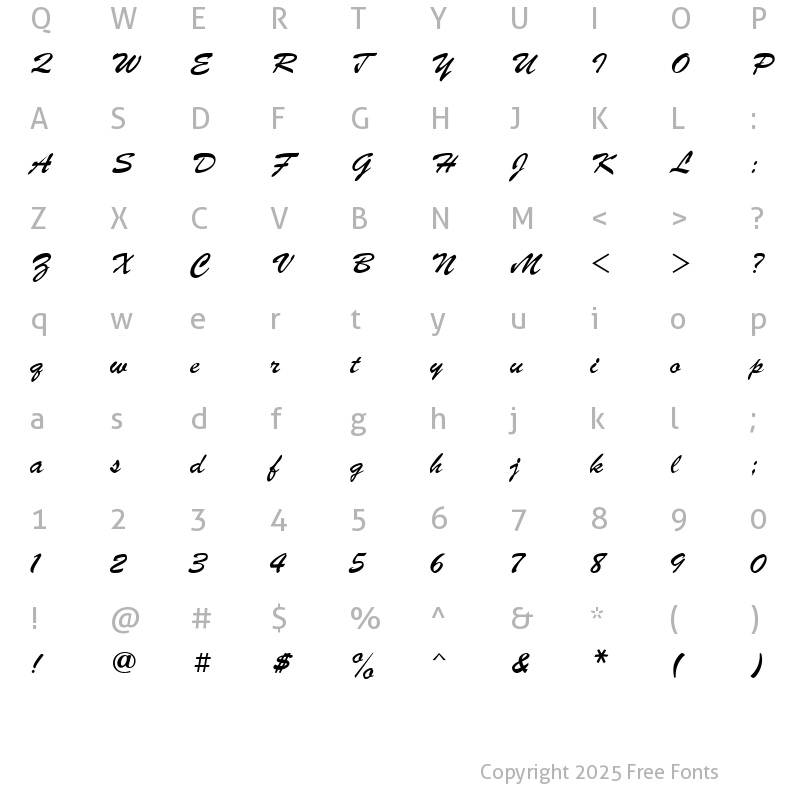 Character Map of Parsek Cyrillic