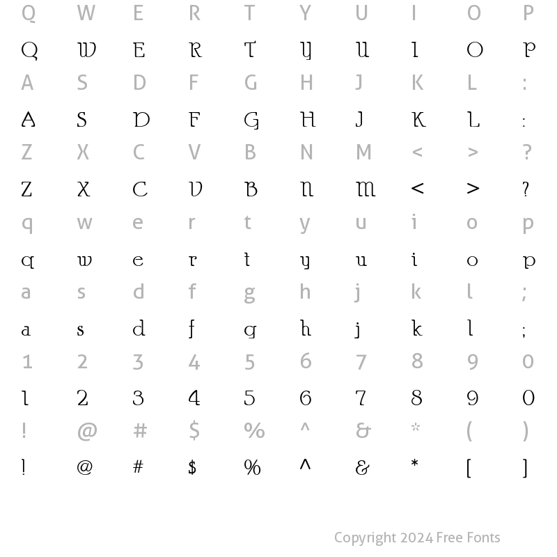 Character Map of ParsnipNF Regular