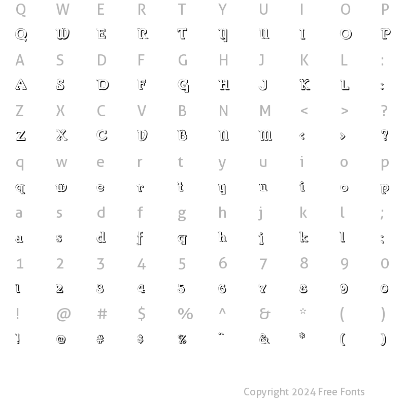 Character Map of Parsons Shadow Heavy