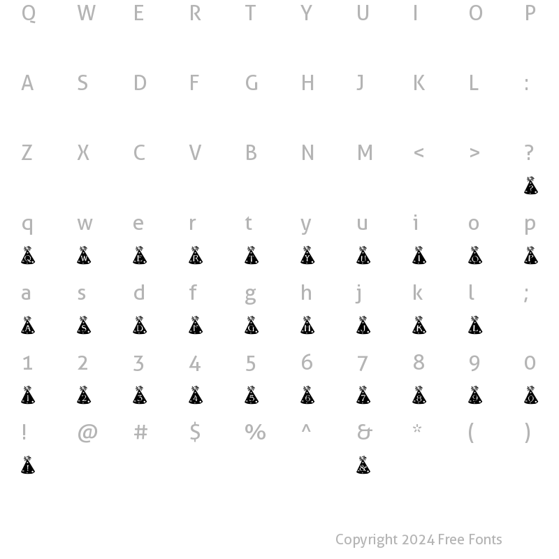 Character Map of Party Hats Regular