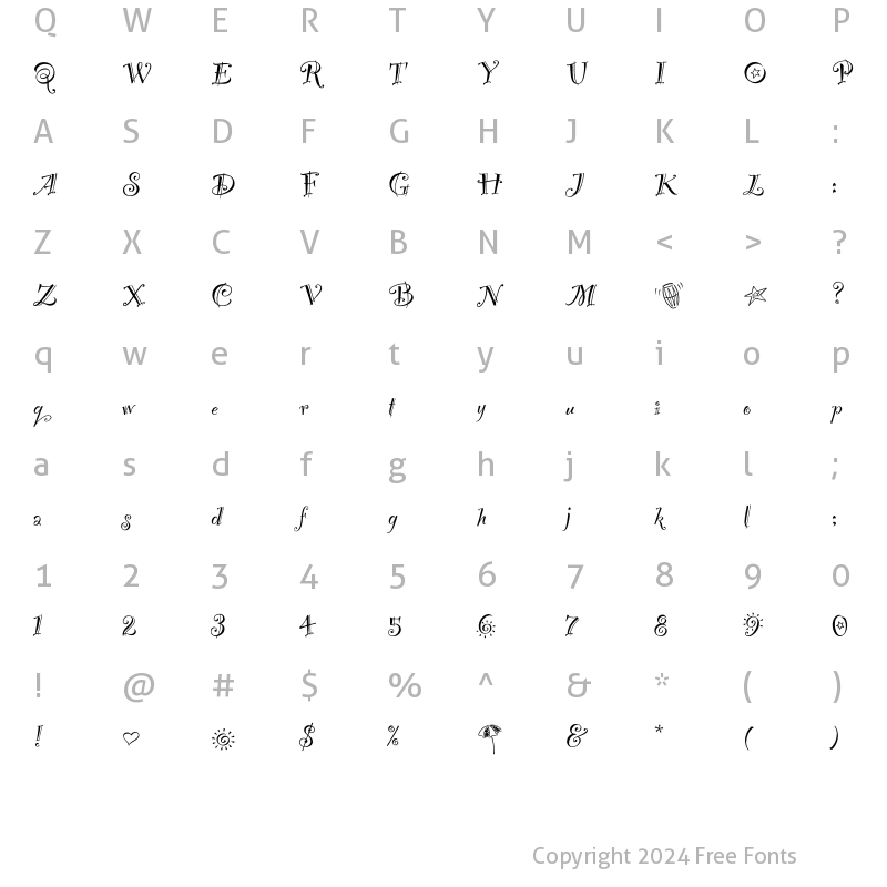 Character Map of Party Plain Regular