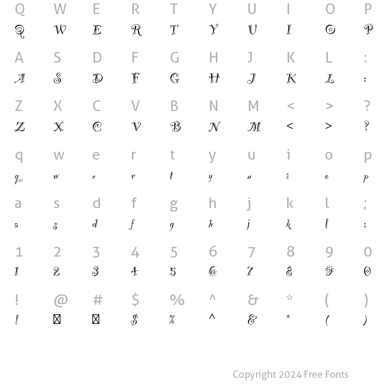 Character Map of Party Std Regular