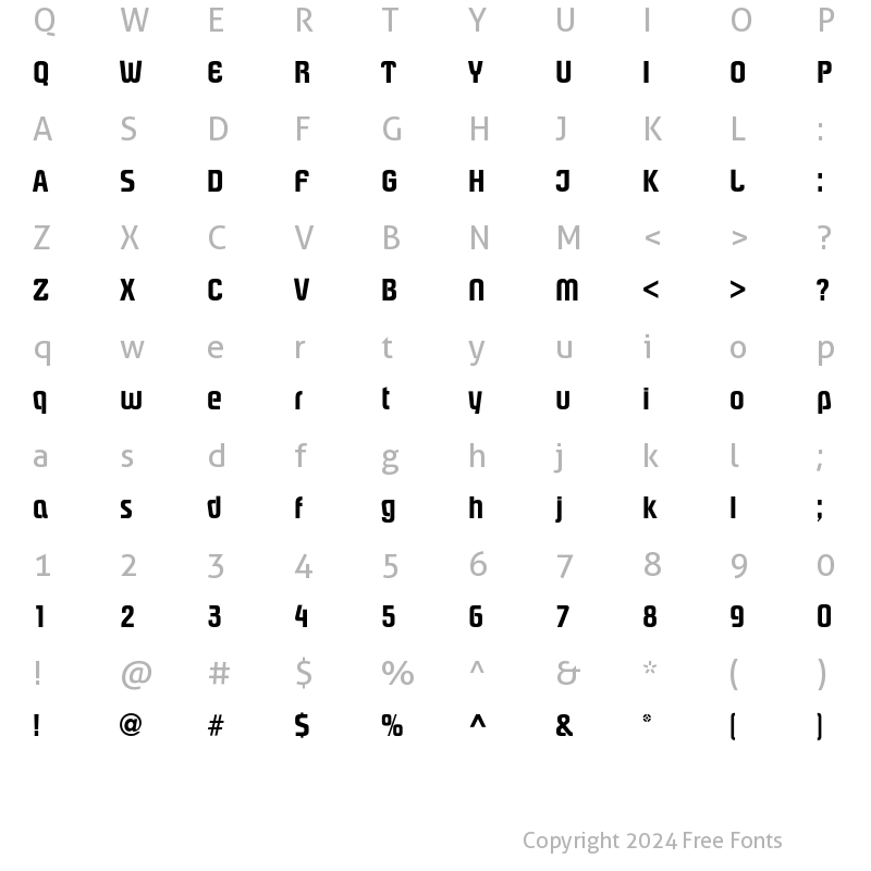 Character Map of Pasadena DemBld Regular