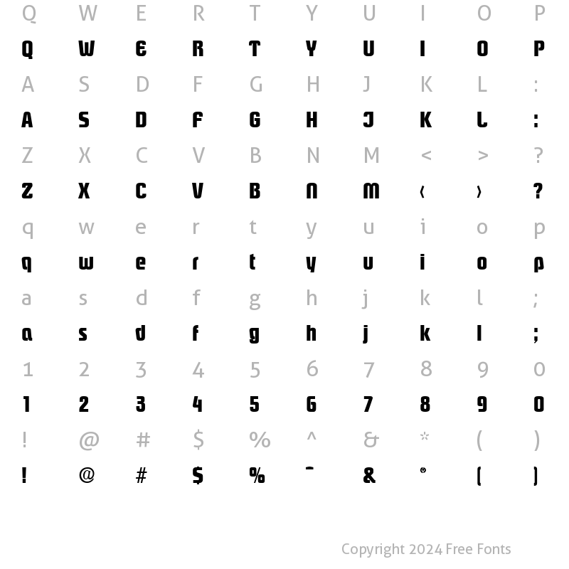 Character Map of Pasadena-Serial-ExtraBold Regular