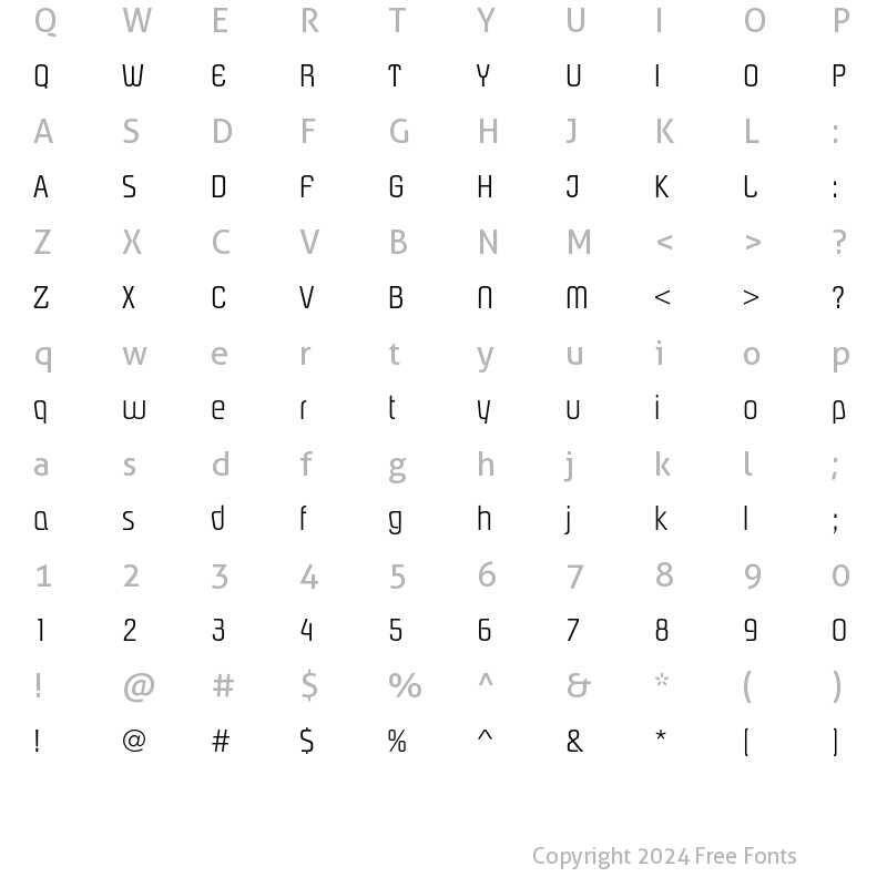 Character Map of PasadenaEF Light Regular