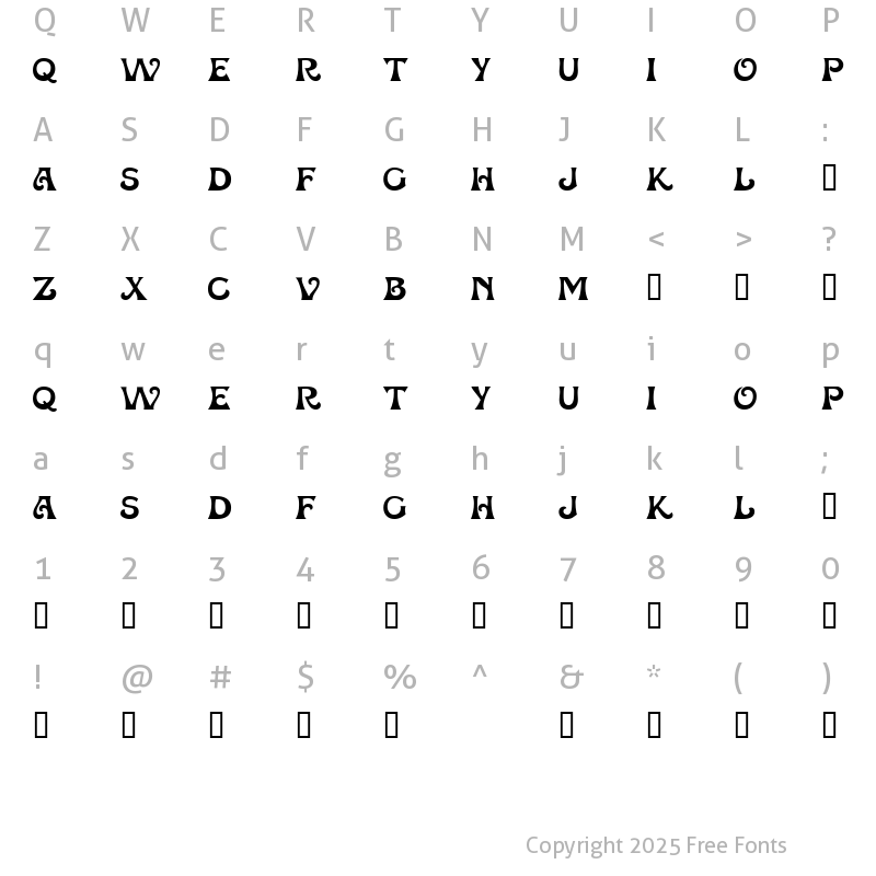 Character Map of Pasdenom Regular