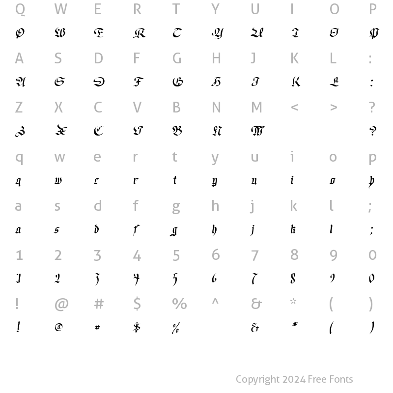 Character Map of Passeul Oblique